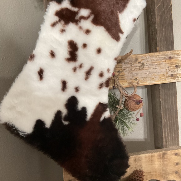 Christmas stockings brown white cow print - Picture 2 of 2